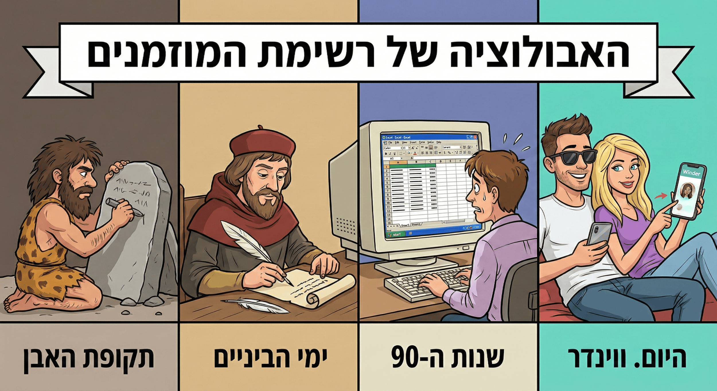 האבולוציה של רשימת המוזמנים - מתקופת האבן ועד Winder